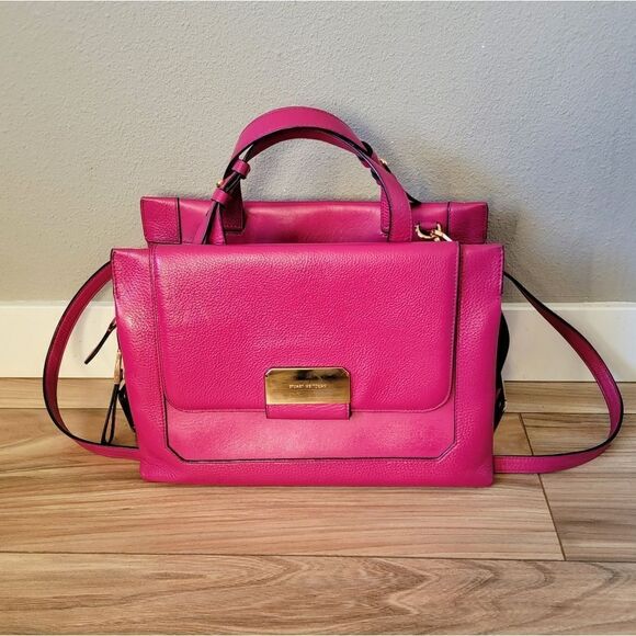 Stuart Weitzman Eastside Structured Satchel Crossbody Tote Magenta Fuchsia Pink - Picture 12 of 15